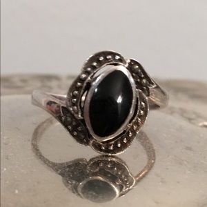 Black onyx size 6.5 sterling silver ring